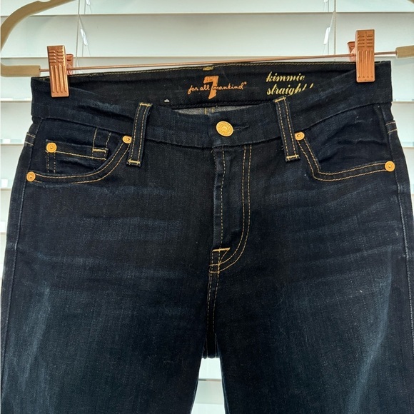7 For All Mankind Kimmie Straight Leg Mid-rise Jeans Dark Wash Size 25 - Picture 4 of 8